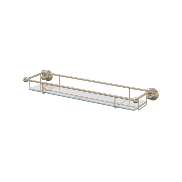 Edwardian Wall Mount Tempered Glass Vanity Shelf - Satin Nickel | Model Number: U.6953STN - Product Knockout