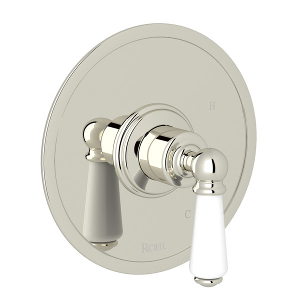 Edwardian Pressure Balance Trim without Diverter - Polished Nickel with Metal Lever Handle | Model Number: U.1010L-PN - Product Knockout