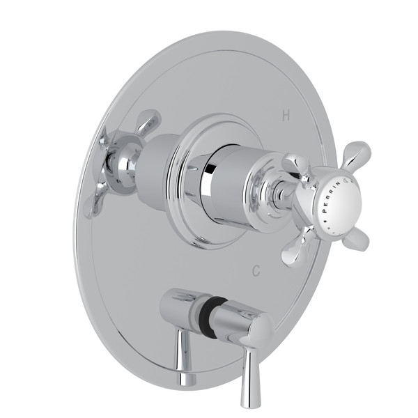 Edwardian Pressure Balance Trim with Diverter - Polished Chrome with Cross Handle | Model Number: U.2010NX-APC - Product Knockout