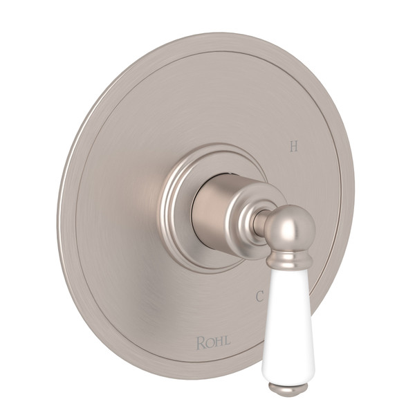 Edwardian Pressure Balance Trim without Diverter - Satin Nickel with Metal Lever Handle | Model Number: U.1010L-STN - Product Knockout