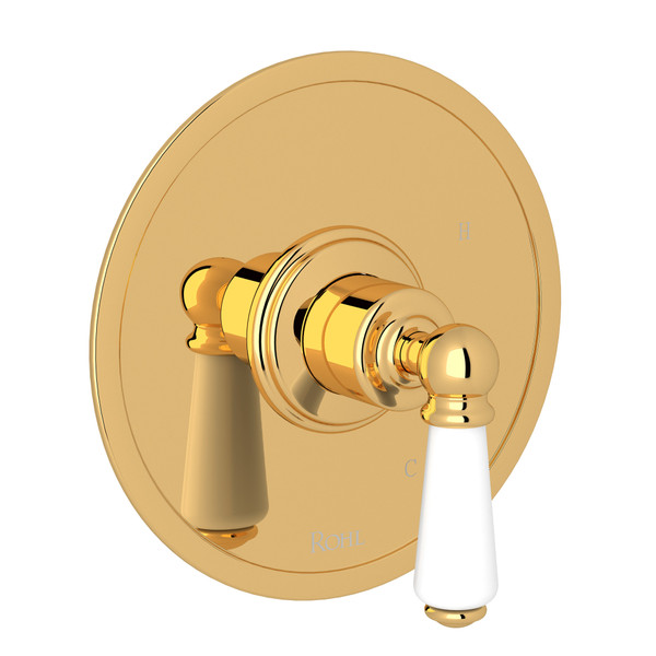 Edwardian Pressure Balance Trim without Diverter - English Gold with Metal Lever Handle | Model Number: U.1010L-EG - Product Knockout