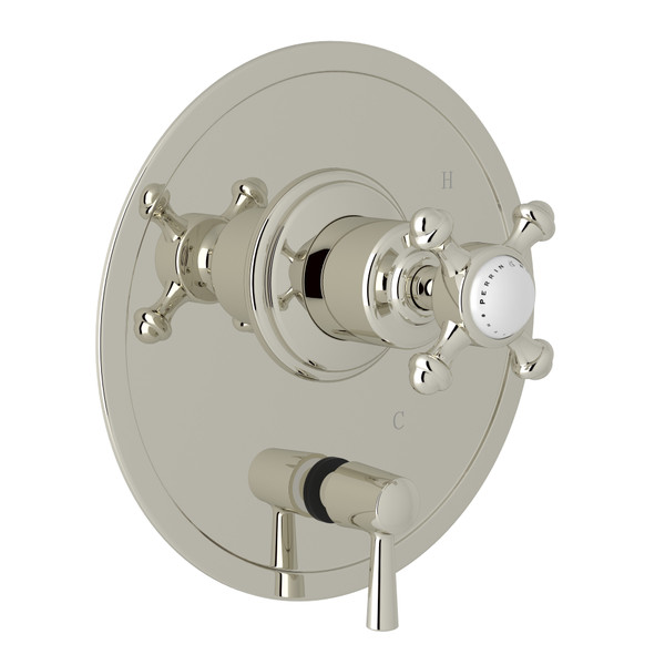 Georgian Era Pressure Balance Trim with Diverter - Polished Nickel with Cross Handle | Model Number: U.2710NX-PN - Product Knockout