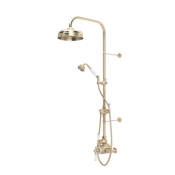 Edwardian™ 3/4" Exposed Wall Mount Thermostatic Shower System - Satin Nickel | Model Number: U.KIT1NL-STN