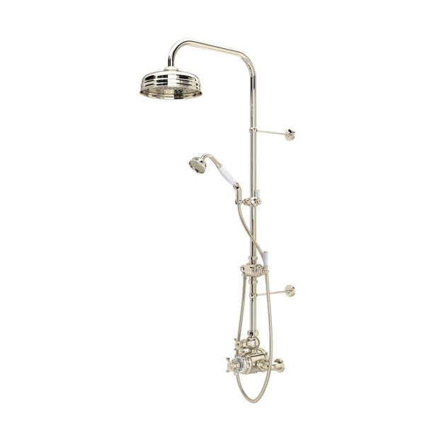 Edwardian Thermostatic Shower Package - Polished Nickel with Cross Handle | Model Number: U.KIT1NX-PN - Product Knockout