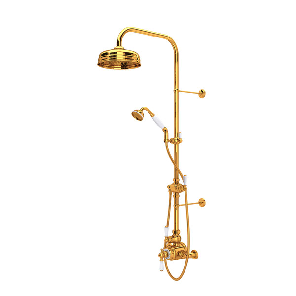 Edwardian Thermostatic Shower Package - English Gold with Metal Lever Handle | Model Number: U.KIT1NL-EG - Product Knockout