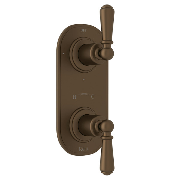 Edwardian 1/2 Inch Thermostatic and Diverter Control Trim - English Bronze with Metal Lever Handle | Model Number: U.8565L-EB/TO - Product Knockout