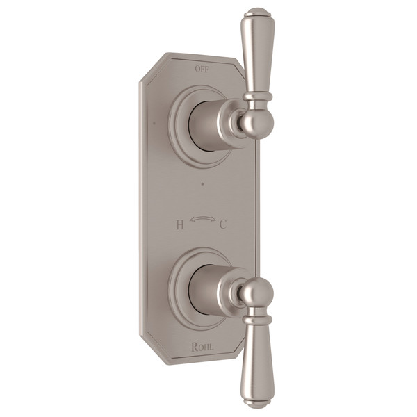 Edwardian 1/2 Inch Thermostatic and Diverter Control Trim - Satin Nickel with Metal Lever Handle | Model Number: U.8585L-STN/TO - Product Knockout