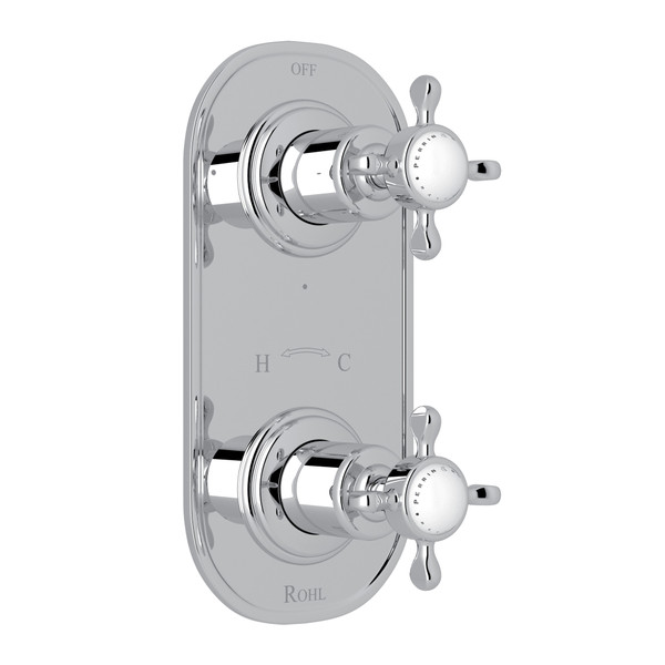 Edwardian 1/2 Inch Thermostatic and Diverter Control Trim - Polished Chrome with Cross Handle | Model Number: U.8566X-APC/TO - Product Knockout