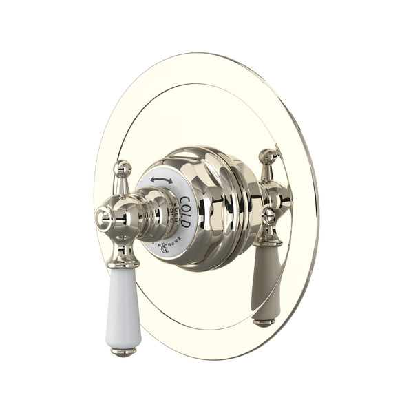 Edwardian Era Round Thermostatic Trim Plate without Volume Control - Polished Nickel with Metal Lever Handle | Model Number: U.5565L-PN/TO - Product Knockout