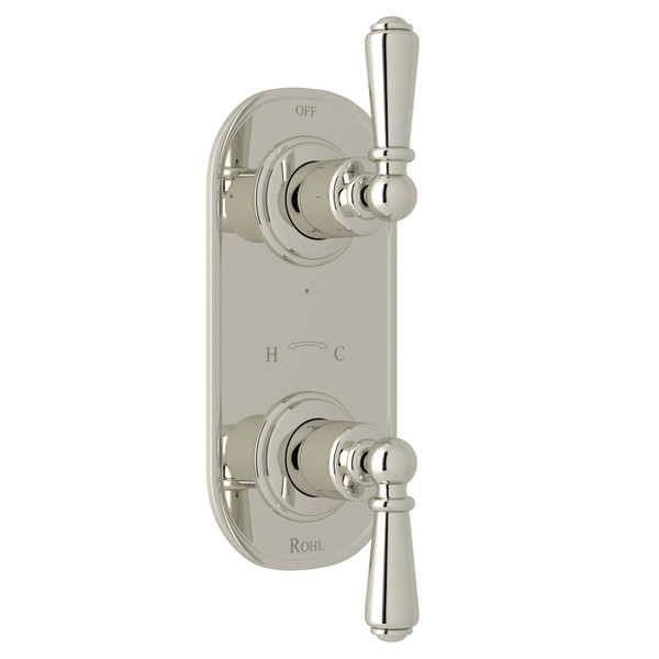 Edwardian 1/2 Inch Thermostatic and Diverter Control Trim - Polished Nickel with Metal Lever Handle | Model Number: U.8565L-PN/TO - Product Knockout
