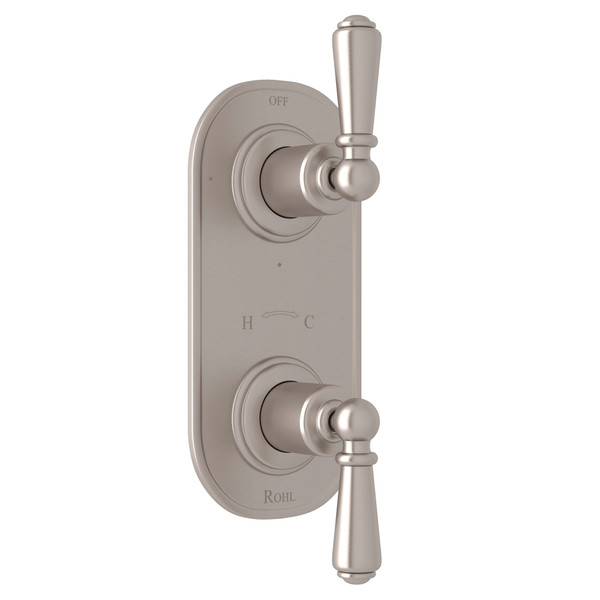 Edwardian 1/2 Inch Thermostatic and Diverter Control Trim - Satin Nickel with Metal Lever Handle | Model Number: U.8565L-STN/TO - Product Knockout