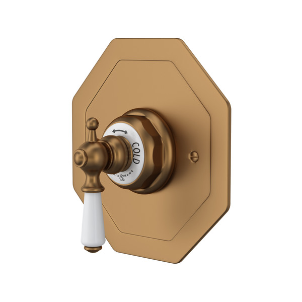 Edwardian Octagonal Concealed Thermostatic Trim without Volume Control - English Bronze with Metal Lever Handle | Model Number: U.5585L-EB/TO - Product Knockout