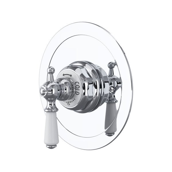 Edwardian Era Round Thermostatic Trim Plate without Volume Control - Polished Chrome with Metal Lever Handle | Model Number: U.5565L-APC/TO - Product Knockout