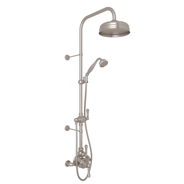 Georgian Era Thermostatic Shower Package - Satin Nickel with Metal Lever Handle | Model Number: U.KIT61NLS-STN - Product Knockout