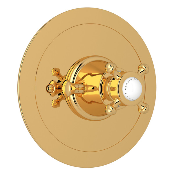 Georgian Era Round Thermostatic Trim Plate without Volume Control - English Gold with Cross Handle | Model Number: U.5786X-EG/TO - Product Knockout