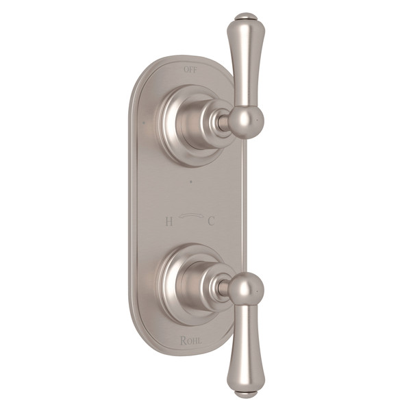 Georgian Era 1/2 Inch Thermostatic and Diverter Control Trim - Satin Nickel with Metal Lever Handle | Model Number: U.8785LS-STN/TO - Product Knockout