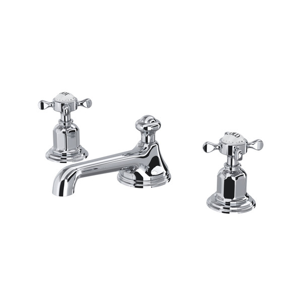Edwardian Low Level Spout Widespread Bathroom Faucet - Polished Chrome with Cross Handle | Model Number: U.3706X-APC-2 - Product Knockout