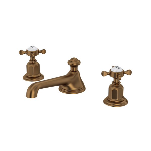 Edwardian Low Level Spout Widespread Bathroom Faucet - English Bronze with Cross Handle | Model Number: U.3706X-EB-2 - Product Knockout
