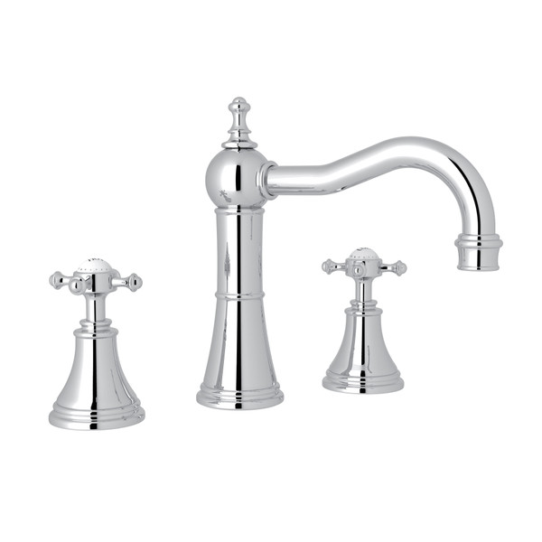 Georgian Era Column Spout Widespread Faucet - Polished Chrome with Cross Handle | Model Number: U.3724X-APC-2 - Product Knockout