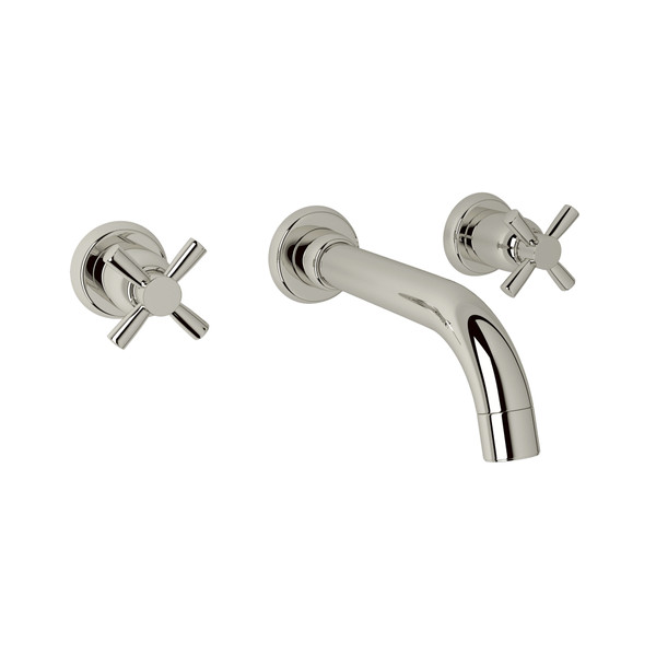 Holborn Wall Mount Widespread Bathroom Faucet - Polished Nickel with Cross Handle | Model Number: U.3322X-PN/TO-2 - Product Knockout