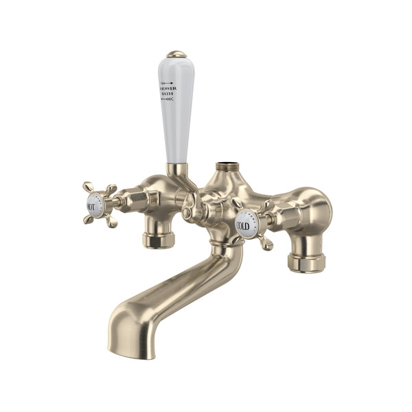 Edwardian Exposed Tub Filler - Satin Nickel with Cross Handle | Model Number: U.3531X-STN - Product Knockout