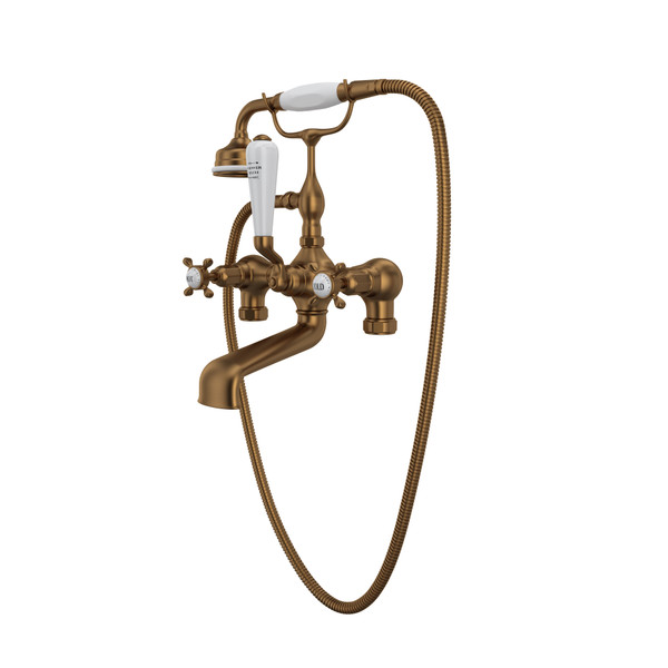 Exposed Tub Filler with Handshower - English Bronze with Cross Handle | Model Number: U.3541X-EB - Product Knockout