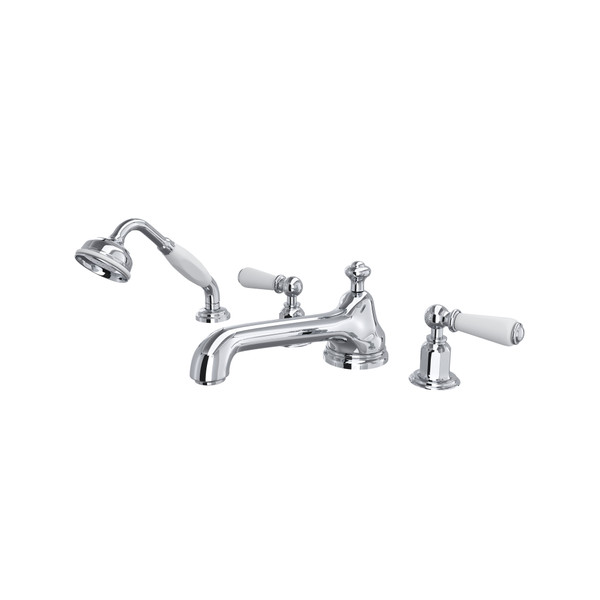Edwardian™ 4-Hole Deck Mount Tub Filler With Low Spout - Polished Chrome | Model Number: U.3737L-APC