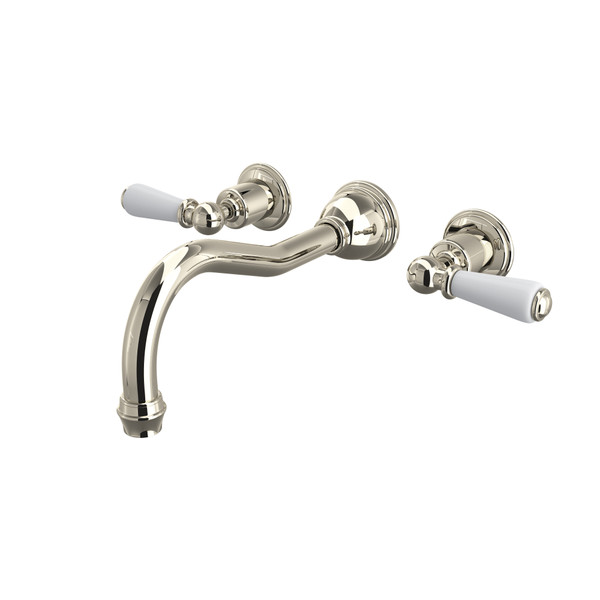 Edwardian 3-Hole Wall Mount Column Spout Tub Filler - Polished Nickel with Metal Lever Handle | Model Number: U.3780L-PN/TO - Product Knockout