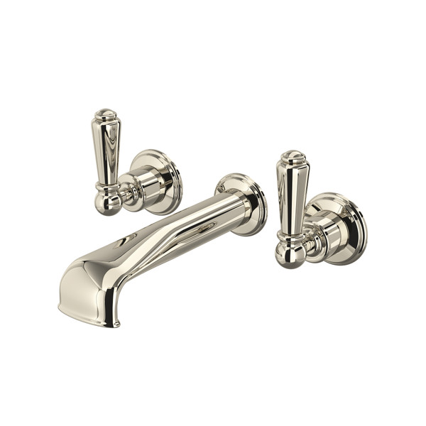 Edwardian Wall Mount 3-Hole Tub Filler - Polished Nickel with Metal Lever Handle | Model Number: U.3580L-PN/TO - Product Knockout