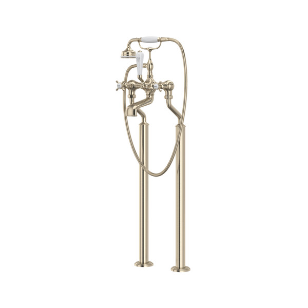 Traditional Floor Mount Tub Filler - Satin Nickel | Model Number: U.3521X/1-STN