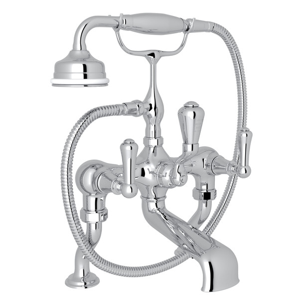 Georgian Era Exposed Deck Mount Tub Filler with Handshower - Polished Chrome with Metal Lever Handle | Model Number: U.3000LS/1-APC - Product Knockout