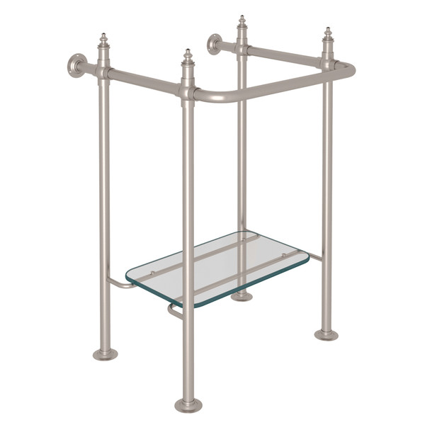 Finished Brass Wash Stand with Glass Shelf - Satin Nickel | Model Number: RW2231STN - Product Knockout