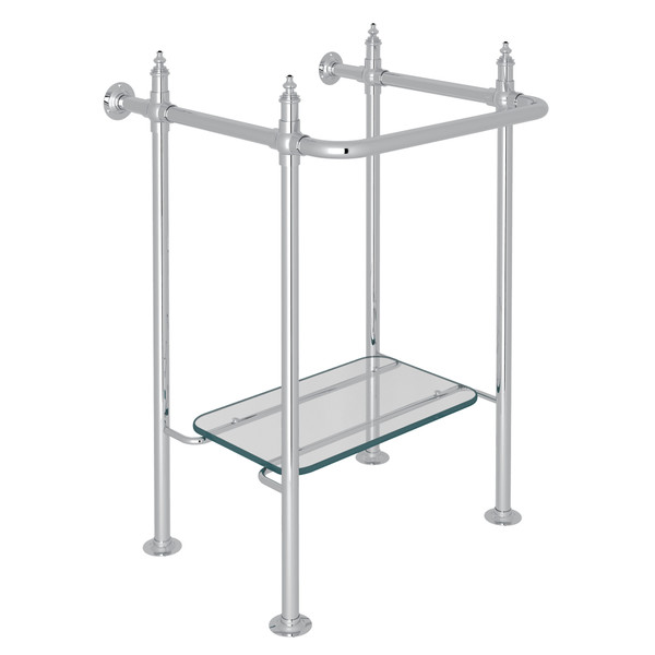 Finished Brass Wash Stand with Glass Shelf - Polished Chrome | Model Number: RW2231APC - Product Knockout