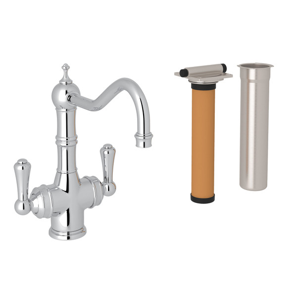 Edwardian Filtration 2-Lever Bar and Food Prep Faucet - Polished Chrome with Metal Lever Handle | Model Number: U.KIT1469LS-APC-2 - Product Knockout