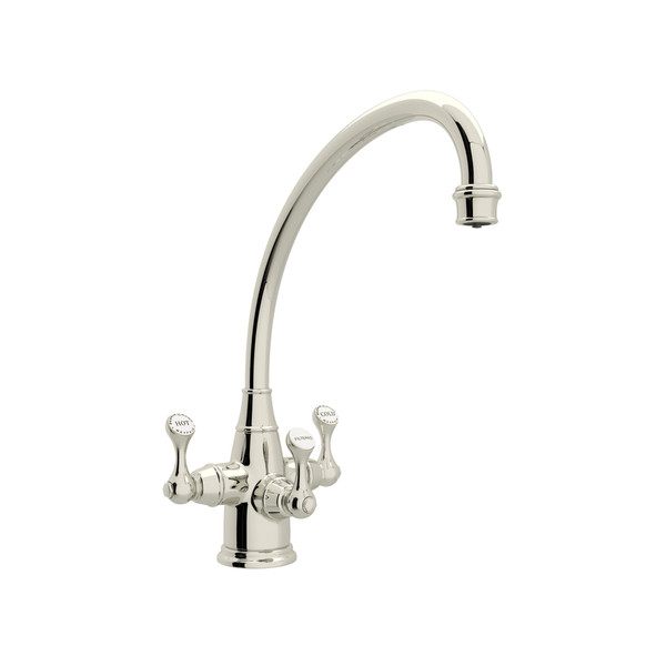 Georgian Era Filtration 3-Lever Kitchen Faucet - Polished Nickel with Metal Lever Handle | Model Number: U.1420LS-PN-2 - Product Knockout