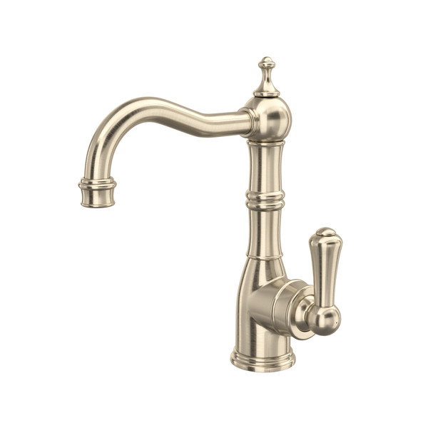 Edwardian Single Lever Single Hole Bar and Food Prep Faucet - Satin Nickel with Metal Lever Handle | Model Number: U.4739STN-2 - Product Knockout