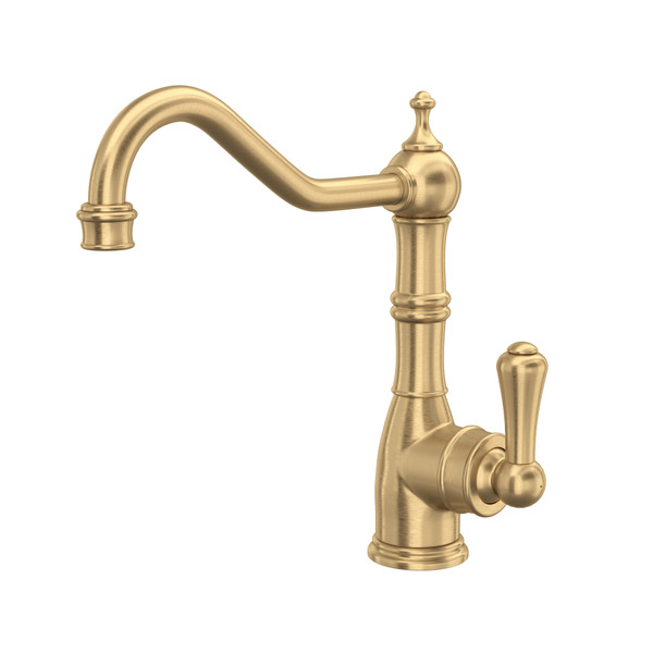 Edwardian Single Lever Single Hole Kitchen Faucet - Satin English Gold with Metal Lever Handle | Model Number: U.4741SEG-2 - Product Knockout