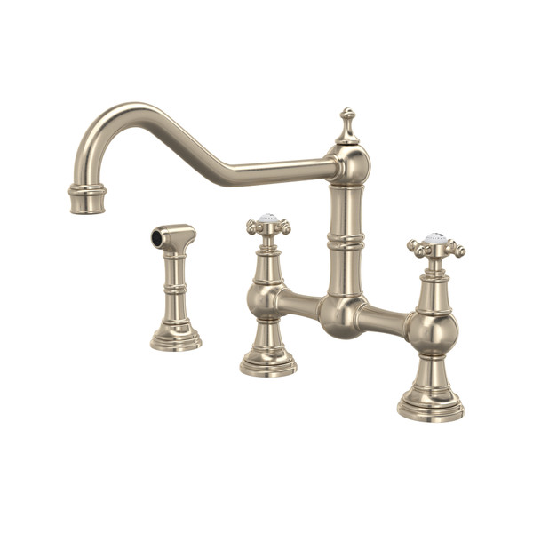 Perrin & Rowe Edwardian™ Extended Spout Bridge Kitchen Faucet With