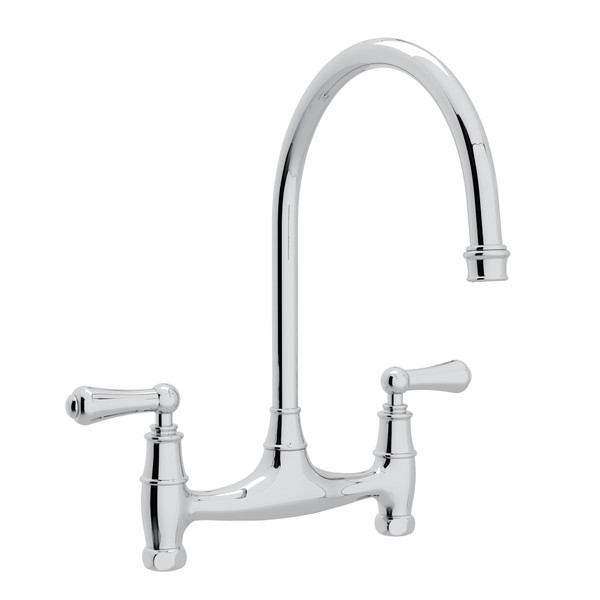 Georgian Era Bridge Kitchen Faucet - Polished Chrome with Metal Lever Handle | Model Number: U.4791L-APC-2 - Product Knockout