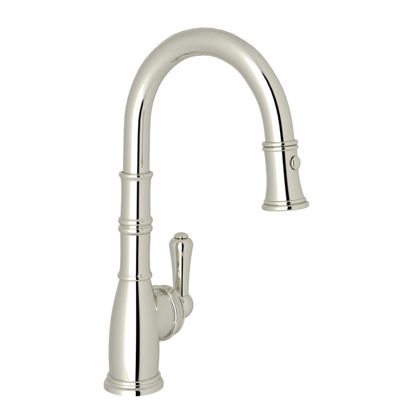 Georgian Era Pulldown Bar and Food Prep Faucet - Polished Nickel with Metal Lever Handle | Model Number: U.4743PN-2 - Product Knockout