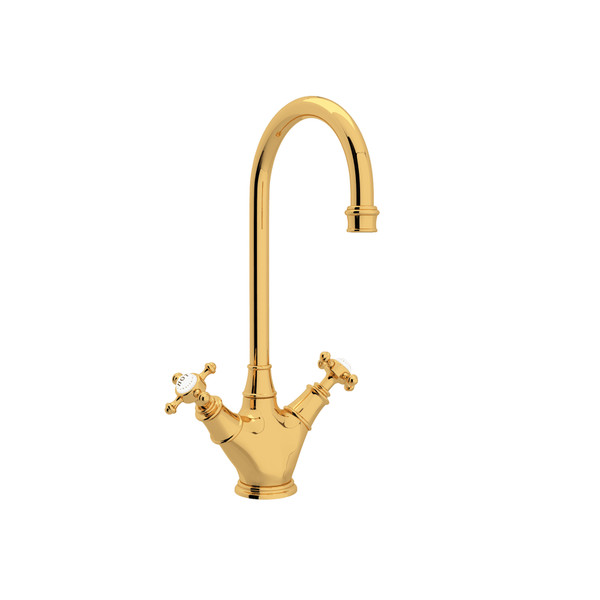 Georgian Era Single Hole Bar and Food Prep Faucet - English Gold with Cross Handle | Model Number: U.4703X-EG-2 - Product Knockout