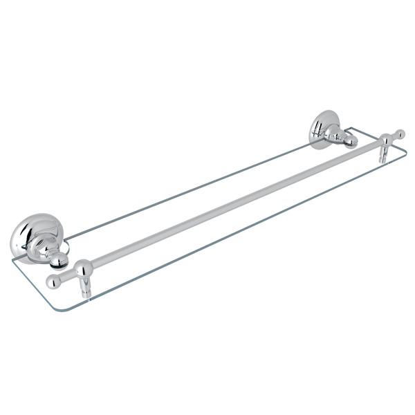 ROHL Wall Mount 24 Inch Glass Vanity Shelf - Polished Chrome