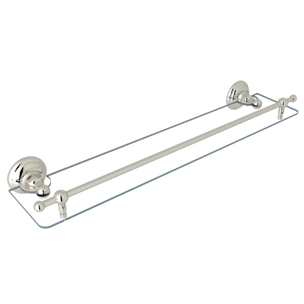 Wall Mount 24 Inch Glass Vanity Shelf - Polished Nickel | Model Number: A1480PN - Product Knockout