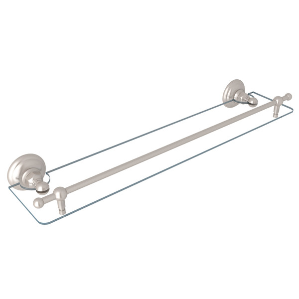 Wall Mount 24 Inch Glass Vanity Shelf - Satin Nickel | Model Number: A1480STN - Product Knockout