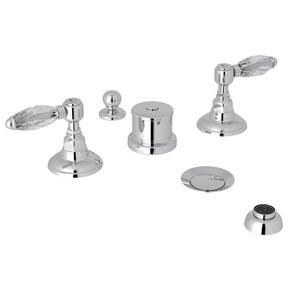 Five Hole Bidet Faucet - Polished Chrome with Crystal Metal Lever Handle | Model Number: A1460LCAPC - Product Knockout