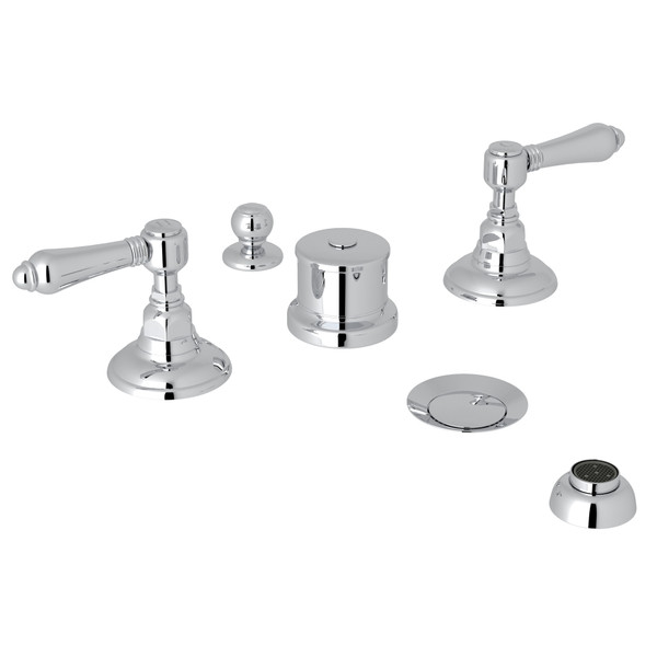 Five Hole Bidet Faucet - Polished Chrome with Metal Lever Handle | Model Number: A1460LMAPC - Product Knockout