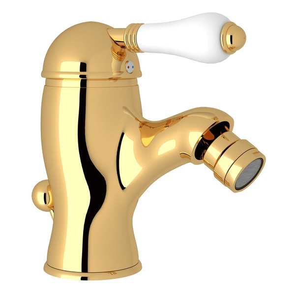 Viaggio Single Lever Single Hole Bidet Faucet - Italian Brass with White Porcelain Lever Handle | Model Number: A3403LPIB - Product Knockout