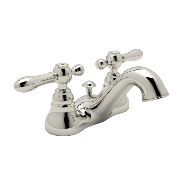 Arcana 4 Inch Centerset Bathroom Faucet - Polished Nickel with Metal Lever Handle | Model Number: AC95LM-PN-2 - Product Knockout