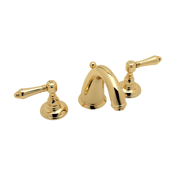 San Julio C-Spout Widespread Bathroom Faucet - Italian Brass with Metal Lever Handle | Model Number: A2108LMIB-2 - Product Knockout