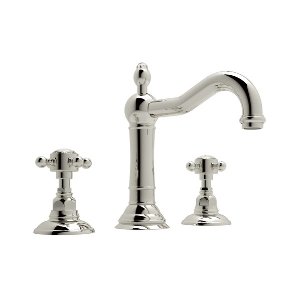 Acqui Column Spout Widespread Bathroom Faucet - Polished Nickel with Crystal Cross Handle | Model Number: A1409XCPN-2 - Product Knockout